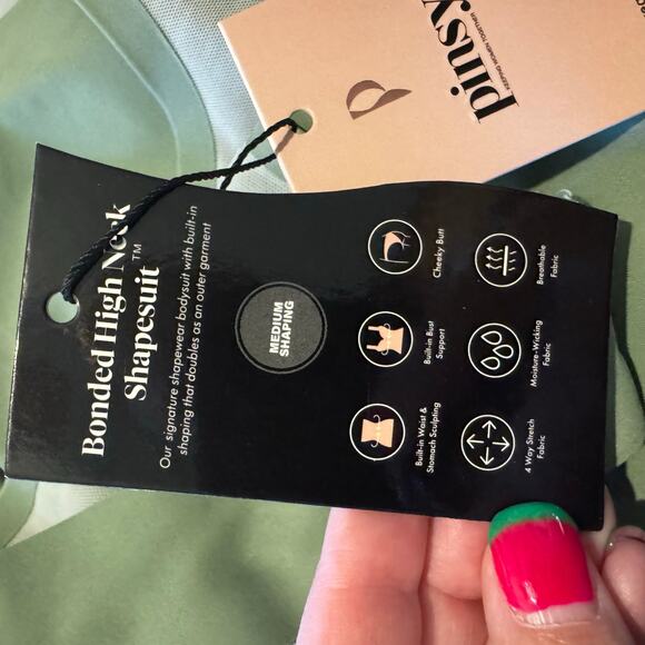 NWT Pinsy Bonded High Neck Shapesuit Bodysuit XL Sage Green‎ Shapewear - Picture 6 of 9